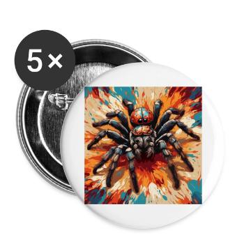 Araignée / Toile / Animal de compagnie / Reptile / Huit pattes - Lot de 5 grands badges (56 mm) - blanc - Devant