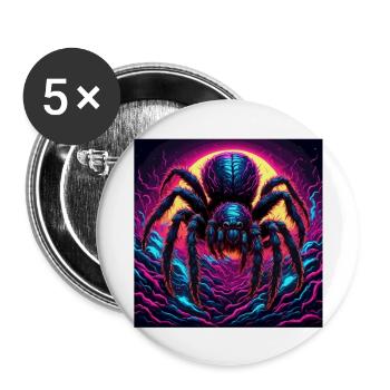 Araignée / Toile / Animal de compagnie / Reptile / Huit pattes - Lot de 5 grands badges (56 mm) - blanc - Devant