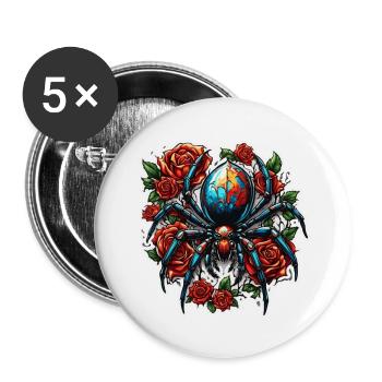 Araignée / Toile / Animal de compagnie / Reptile / Huit pattes - Lot de 5 grands badges (56 mm) - blanc - Devant