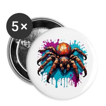 Araignée / Toile / Animal de compagnie / Reptile / Huit pattes - Lot de 5 grands badges (56 mm) - blanc - Devant