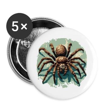 Araignée / Toile / Animal de compagnie / Reptile / Huit pattes - Lot de 5 grands badges (56 mm) - blanc - Devant