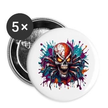 Araignée / Toile / Animal de compagnie / Reptile / Huit pattes - Lot de 5 grands badges (56 mm) - blanc - Devant