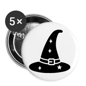 Magischer Hut - Buttons groß 56 mm (5er Pack) - Weiß - Vorne