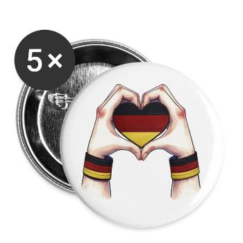 Germany Flag Heart Home FRG - Buttons large 2.2''/56 mm (5-pack) - white - Front