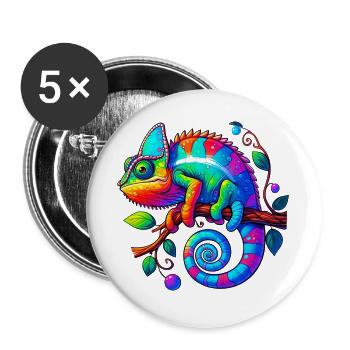 Caméléon - Lot de 5 grands badges (56 mm) - blanc - Devant