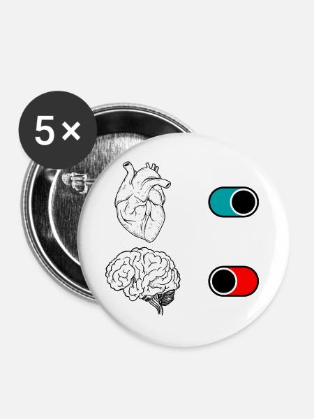 Nachtnachtliches Halbmond-Duo - Buttons groß 56 mm (5er Pack) - Weiß