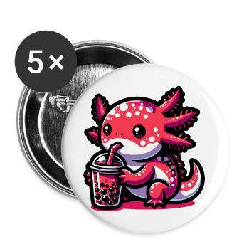 Bubble Tea Axolotl Boba Tea Kawaii Cadeau - Lot de 5 grands badges (56 mm) - blanc - Devant