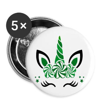 Einhorn süße Regenbogen lustige Einhörner magische Fantasie - Buttons groß 56 mm (5er Pack) - Weiß - Vorne