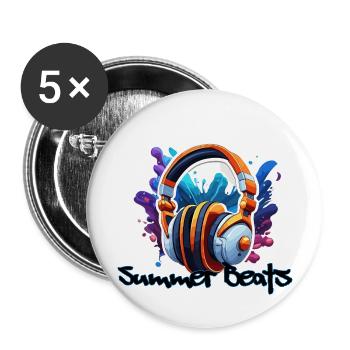 Headphones / Audio / Music / Sound / Studio / Cool - Buttons large 2.2''/56 mm (5-pack) - white - Front