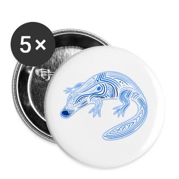 Schnabeltier, Aborigine-Motive, Stammesblau, - Buttons groß 56 mm (5er Pack) - Weiß - Vorne