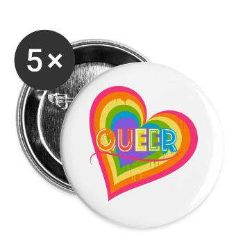 Queer Heart for Pride Month Equal Rights LGBTQ - Buttons large 2.2''/56 mm (5-pack) - white - Front