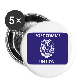 Stark wie ein Löwe - Buttons groß 56 mm (5er Pack) - Weiß - Vorne