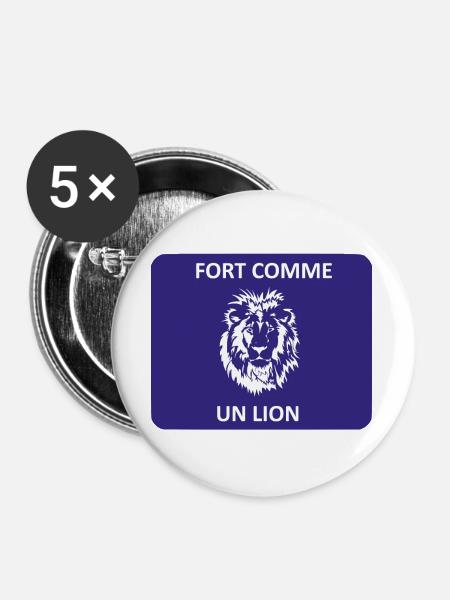 Stark wie ein Löwe - Buttons groß 56 mm (5er Pack) - Weiß
