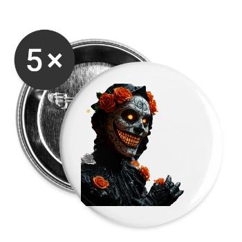 Halloween-Menion mit funkelnden Lichtern - Buttons groß 56 mm (5er Pack) - Weiß - Vorne