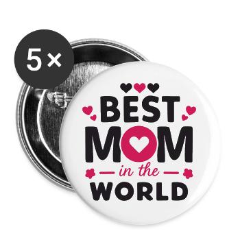 Meilleure maman du monde - Lot de 5 grands badges (56 mm) - blanc - Devant