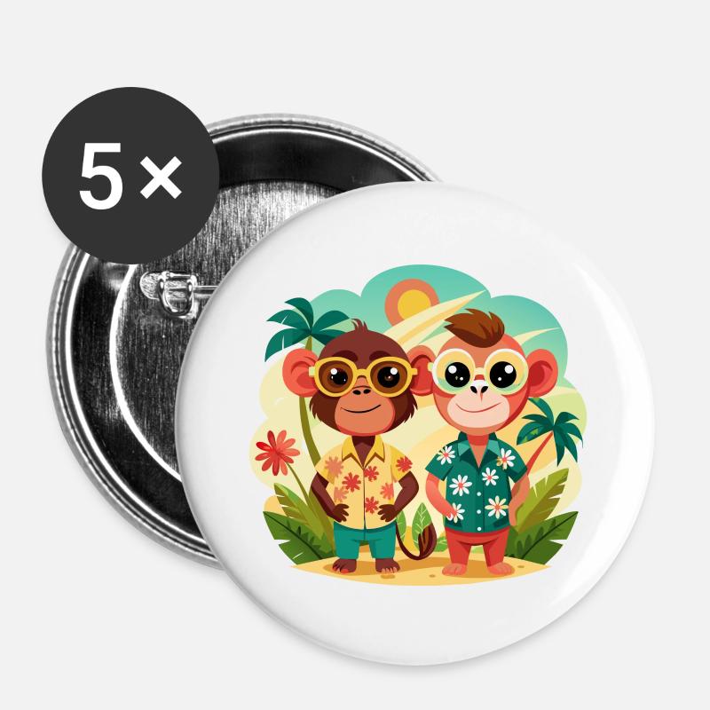 Jungle Junior: Playful Monkey Adventure - Buttons large 2.2''/56 mm (5-pack) - white