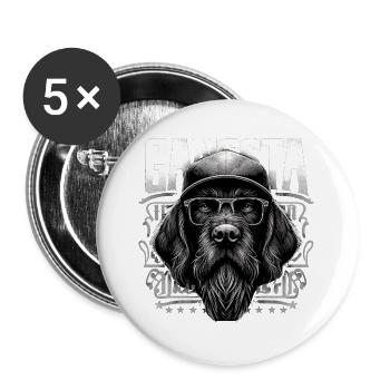 Deutsch Drahthaar Gangsta Gangster Hund Brille Ges - Buttons groß 56 mm (5er Pack) - Weiß - Vorne
