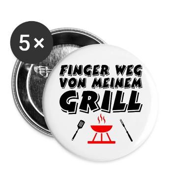 Grillen - Buttons groß 56 mm (5er Pack) - Weiß - Vorne