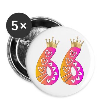 66. Geburtstag - Krone - Buttons groß 56 mm (5er Pack) - Weiß - Vorne