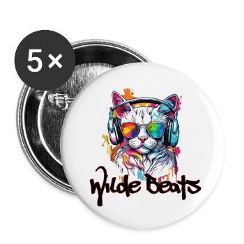 Kopfhörer / Audio / Musik / Klang / cool - Buttons groß 56 mm (5er Pack) - Weiß - Vorne
