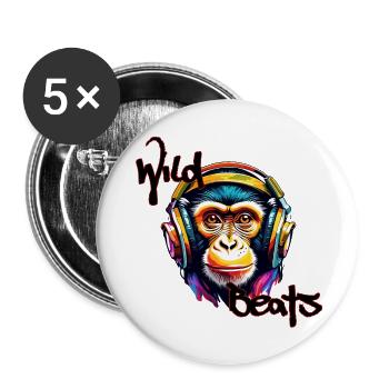 Headphones / Audio / Music / Sound / Cool - Buttons large 2.2''/56 mm (5-pack) - white - Front