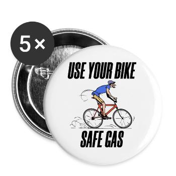 Fahrrad Energiespeicher Statement Tanken Energie - Buttons groß 56 mm (5er Pack) - Weiß - Vorne