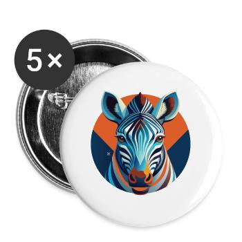 Zèbre chromatique dans un cercle géométrique - Lot de 5 grands badges (56 mm) - blanc - Devant