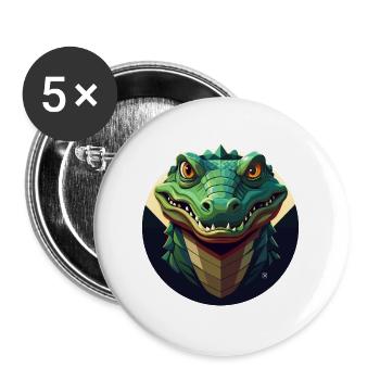 Crocodrago géométrique circulaire - Lot de 5 grands badges (56 mm) - blanc - Devant