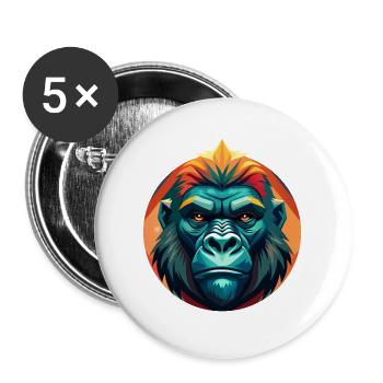 Stammes-Neon-Gorilla - Buttons groß 56 mm (5er Pack) - Weiß - Vorne