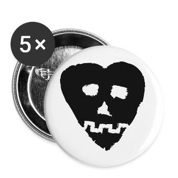 SkullHeart Logo Heart Black - Buttons groß 56 mm (5er Pack) - Weiß - Vorne