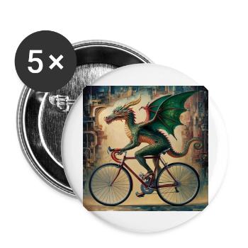 a surreal painting of mythical dragon - Buttons large 2.2''/56 mm (5-pack) - white - Front