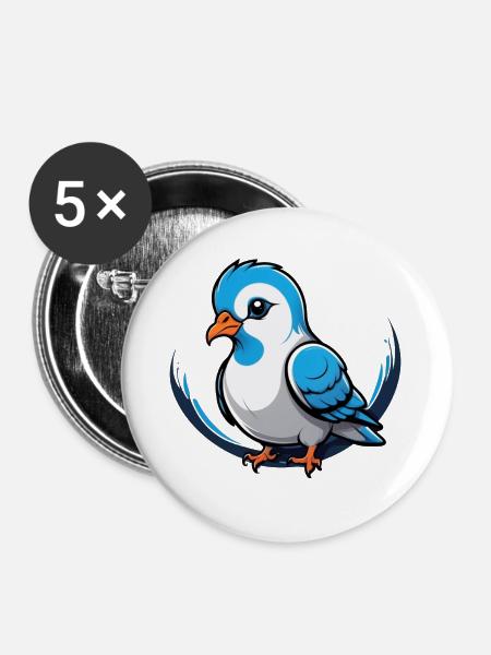 Little Dove Charm - Buttons groß 56 mm (5er Pack) - Weiß