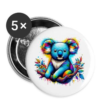 Koala - Buttons groß 56 mm (5er Pack) - Weiß - Vorne