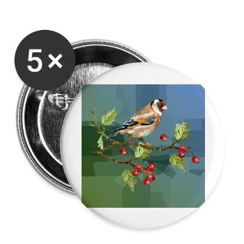 Bunter Vogel - Buttons groß 56 mm (5er Pack) - Weiß - Vorne