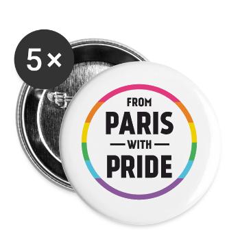 LGBTQ Pride Month - From Paris With Pride - Buttons large 2.2''/56 mm (5-pack) - white - Front