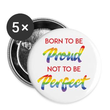 Mois de la fierté LGBT - Born To Be Proud - Lot de 5 grands badges (56 mm) - blanc - Devant