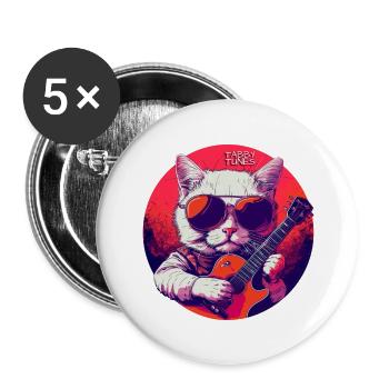 Tabby Tunes - Buttons large 2.2''/56 mm (5-pack) - white - Front