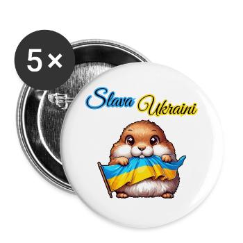 Niedlicher Präriehund mit Ukraine Flagge - Buttons groß 56 mm (5er Pack) - Weiß - Vorne