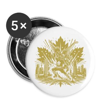 Hockey Kanada Eishockey USA Stick Puck Hockey Club - Buttons groß 56 mm (5er Pack) - Weiß - Vorne