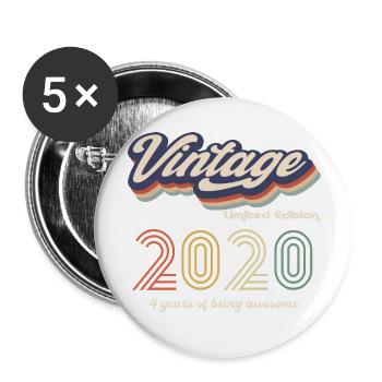 Vintage 2020 Vintage Retro Geburtstagsgeschenk - Buttons groß 56 mm (5er Pack) - Weiß - Vorne