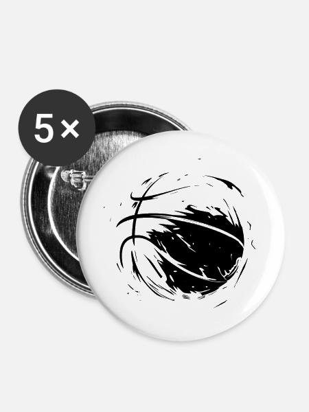 Basketball Design - Buttons groß 56 mm (5er Pack) - Weiß