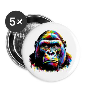 Gorille - Lot de 5 grands badges (56 mm) - blanc - Devant