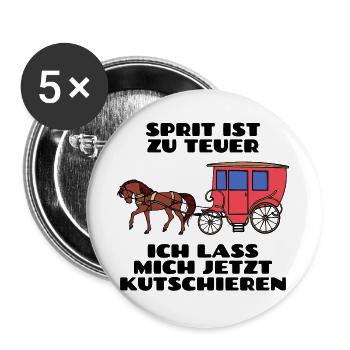Tankstelle Benzin Diesel Tanken Statement Energie - Buttons groß 56 mm (5er Pack) - Weiß - Vorne