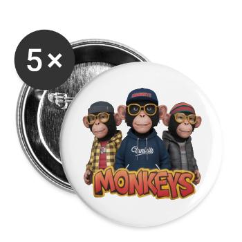 Monkeys 6 - Lot de 5 grands badges (56 mm) - blanc - Devant