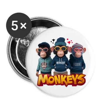 Monkeys 2 - Lot de 5 grands badges (56 mm) - blanc - Devant