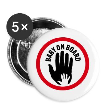 Baby on board hand in hand - Buttons large 2.2''/56 mm (5-pack) - white - Front