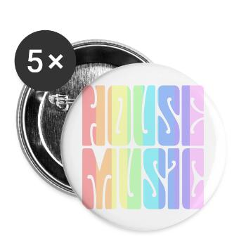 House Music - Pastel Rainbow - Buttons large 2.2''/56 mm (5-pack) - white - Front