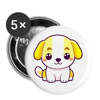 Cute Puppy Love Heart Eyes Adorable Dog T-Shirt - Buttons large 2.2''/56 mm (5-pack) - white - Front