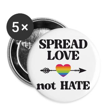 LGBT Pride Month - Verbreiten Sie Liebe statt Hass - Buttons groß 56 mm (5er Pack) - Weiß - Vorne