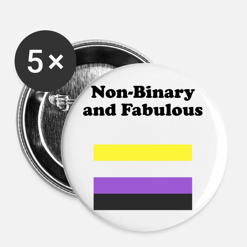 Non Binary and Fabulous - Buttons large 2.2''/56 mm (5-pack) - white